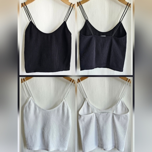 🇪🇦 Zara Black & White Cropped Ribbed Tank Top Set of 2 - Picture 9 of 16